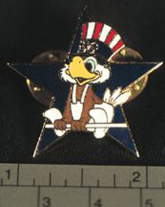 Thumbnail of Commemorative Olympic Pin Set: Eagle on Uneven Bars, Blue Star (1984.04.0001V)