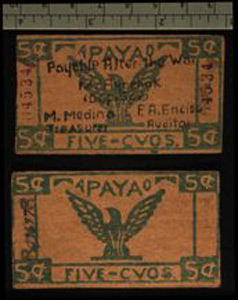 Thumbnail of Philippine Commonwealth Government Province of Apayao Emergency Circulating Bank Note: 5 Centavos (1992.23.1656)