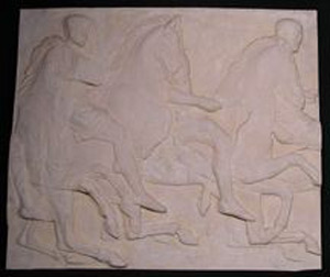 Thumbnail of Plaster Cast of South Parthenon Frieze Panel - Three Knights Mounted on Galloping Horses (1911.03.0012)
