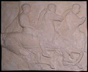 Thumbnail of Plaster Cast of South Parthenon Frieze Panel - Three Knights Mounted on Galloping Horses (1911.03.0013)