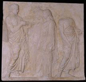 Thumbnail of Plaster Cast of East Parthenon Frieze Panel - Marshal, Two Maidens, and a Herald (1911.03.0017)