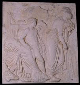 Thumbnail of Plaster Cast of East Parthenon Frieze Panel - Aphrodite, Eros and Male Figure with Staff (1911.03.0020)