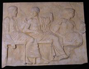 Thumbnail of Plaster Cast of East Parthenon Frieze Panel - Three Seated Figures: Poseidon, Apollo, and Artemis (1911.03.0021)