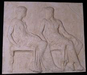 Thumbnail of Plaster Cast of East Parthenon Frieze Panel - Two Seated Figures: Athena and Hephaistos (1911.03.0022)