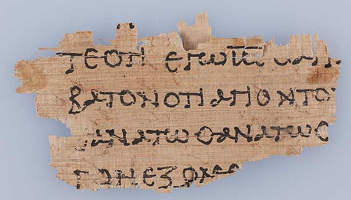Thumbnail of Oxyrhynchus Papyrus, P.Oxy VIII 1074: Transcript, Exodus 31: 13-14, 332: 7-8, Septuagint Version (Fragment) (1914.21.0021)