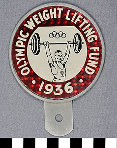Thumbnail of Promotional Reflector for Olympic Weight Lifting Fund  (1977.01.0974)