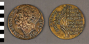 Thumbnail of Commemorative Olympic Medallion: "Pierre de Coubertin 1863 – 1937" (1977.01.0714)