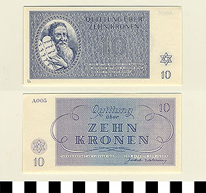 Thumbnail of Bank Note: Nazi 10 Kronen Receipt from Theresienstadt Concentration Camp (1992.23.0380D)