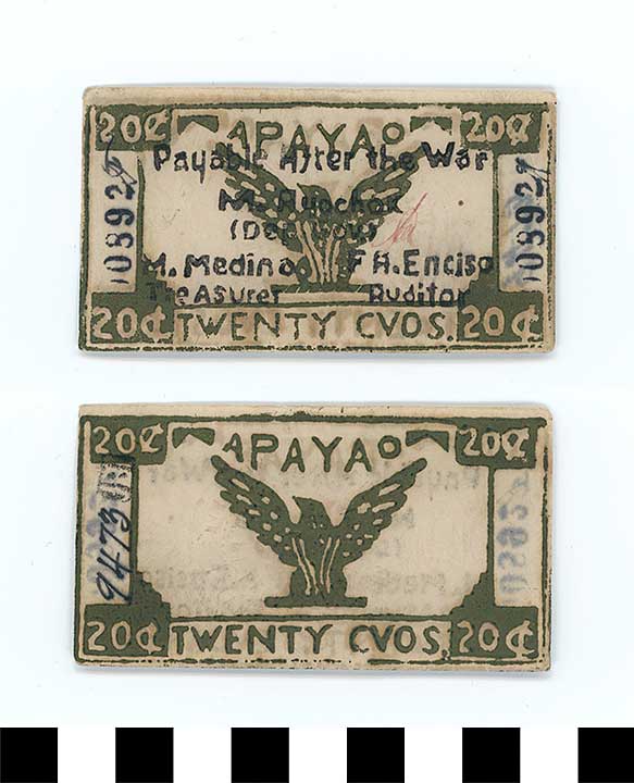 Thumbnail of Philippine Commonwealth Government Apayao Emergency Circulating Bank Note: 20 Centavos (1992.23.1659)