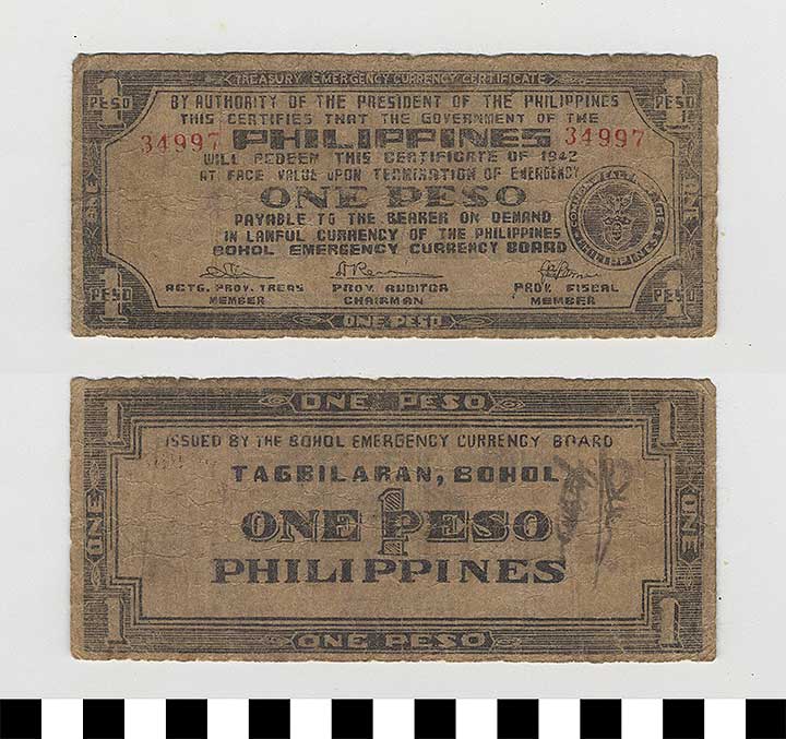 Thumbnail of Philippine Commonwealth Government Bohol Emergency Circulating Bank Note: 1 Peso (1992.23.1678)
