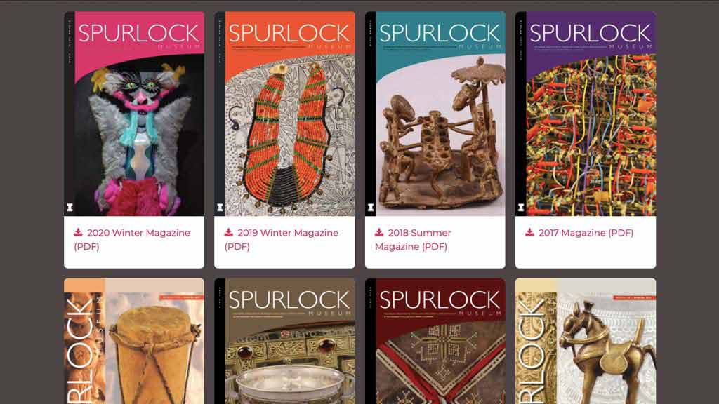 screenshot of four Spurlock magazine covers on Publications page of museum website