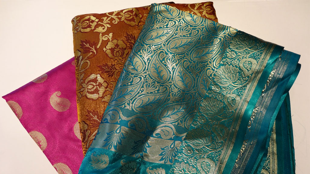 three saris from the kit