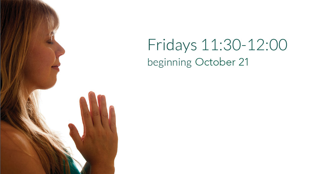 mindful meditation Fridays 11:30-12:00 beginning October 21