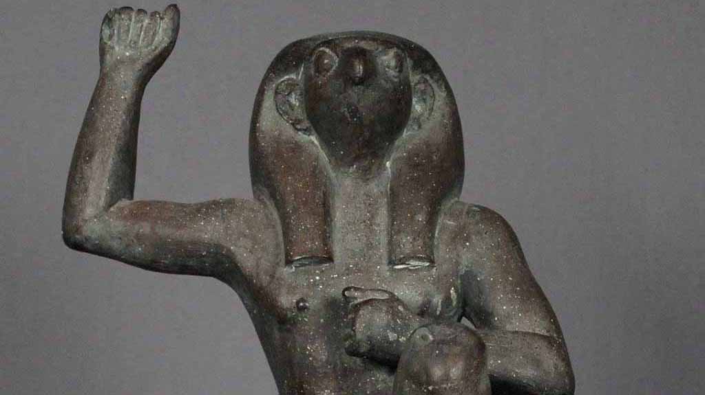 Egyptian stone sculpture of the deity Horus