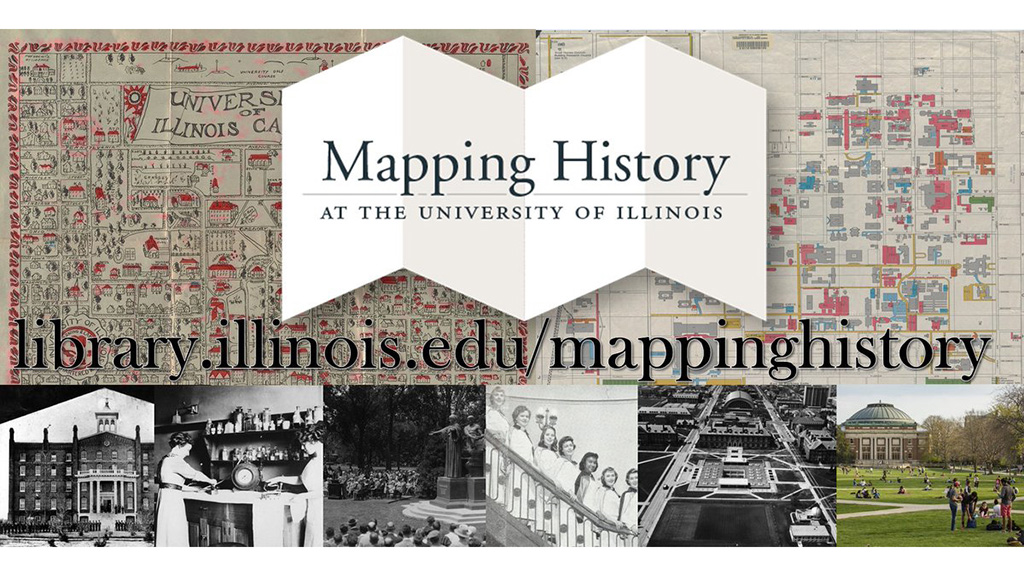 Historical pictures of University of Illinois as background, with Mapping History logo 