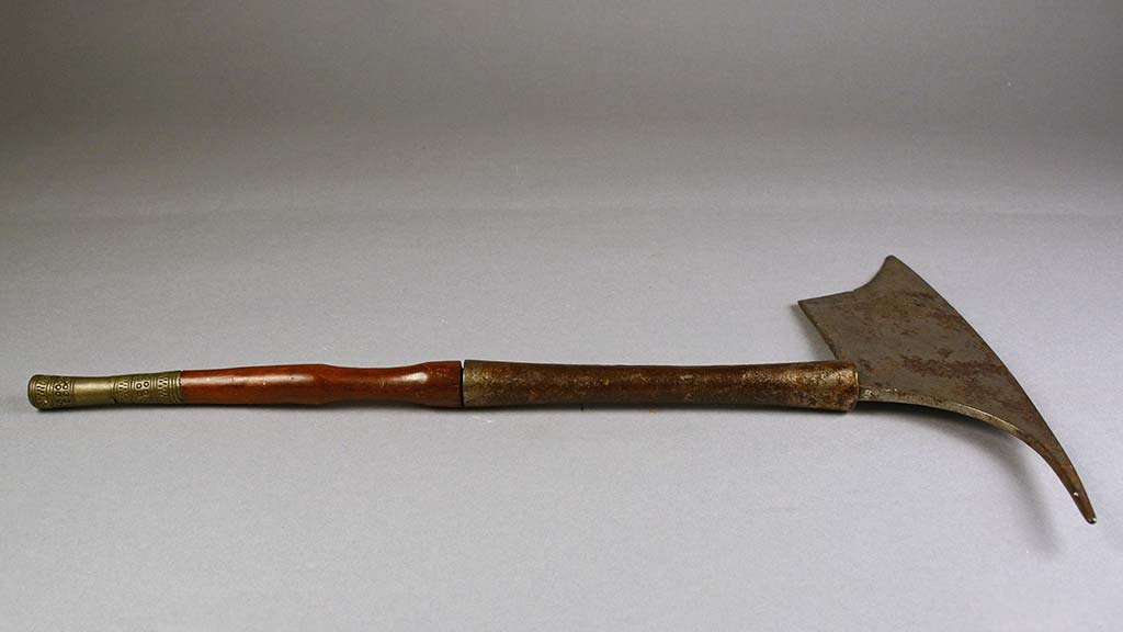 metal axe with wooden handle