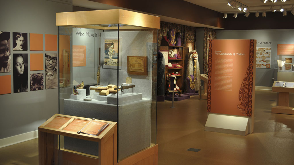 A photo of the Collecting and Connecting exhibit