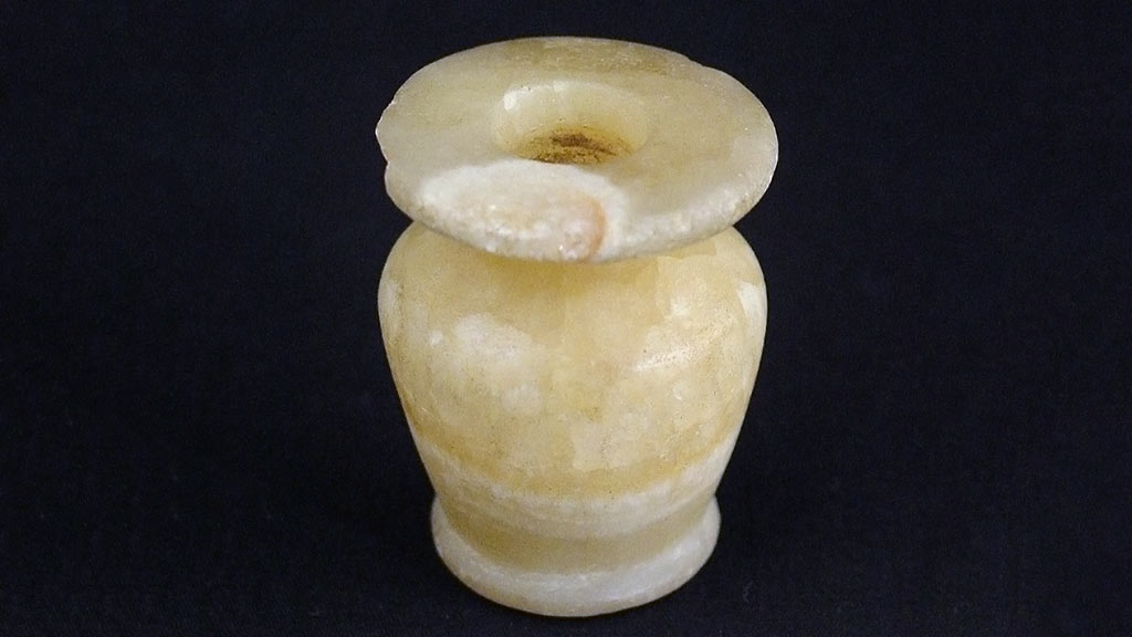 small round alabaster jar