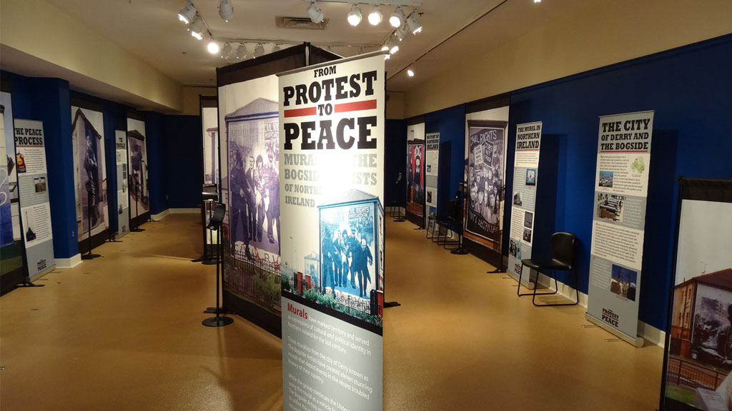 A photo of the From Protest to Peace exhibit