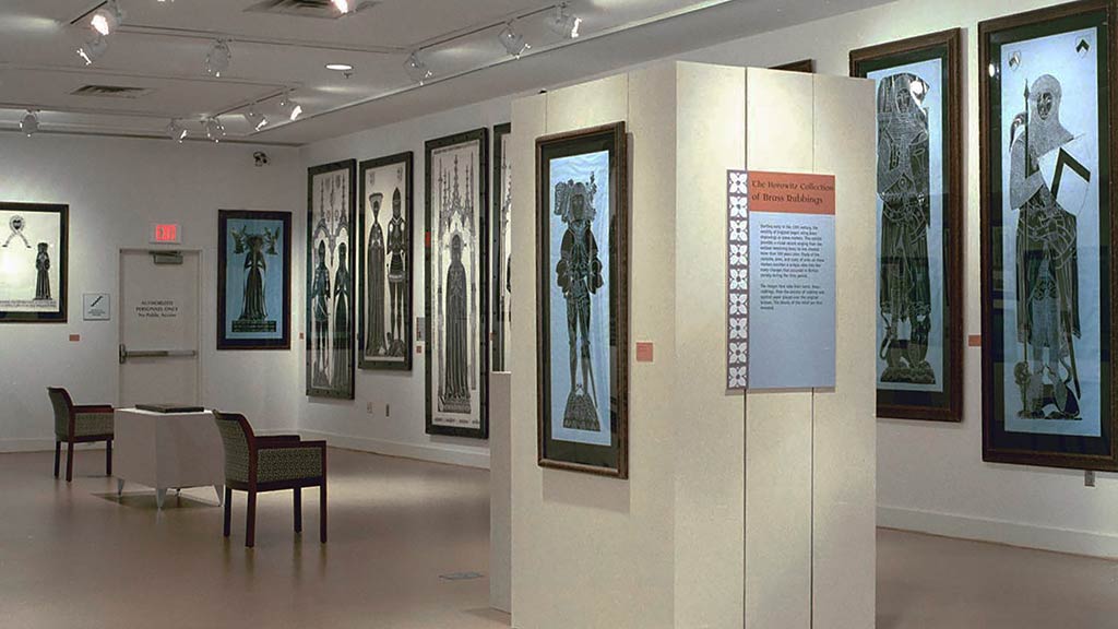 A photo of the Horowitz Collection of Memorial Brass Rubbings exhibit