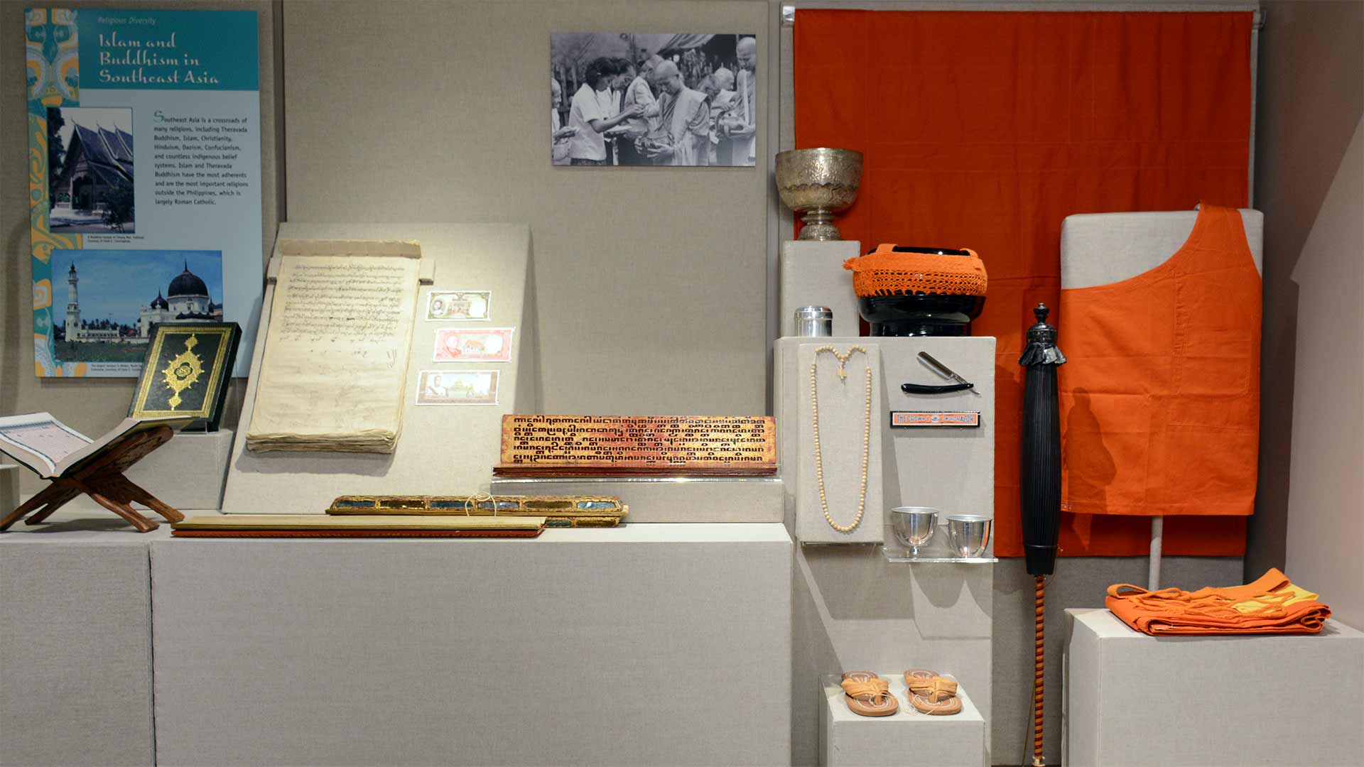 Buddhist objects on display at the Museum
