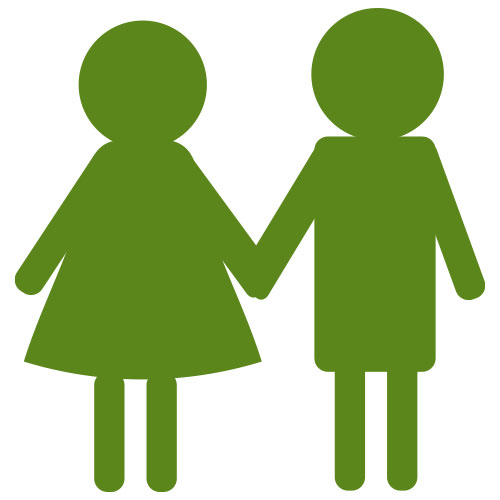 children holding hands pictograph