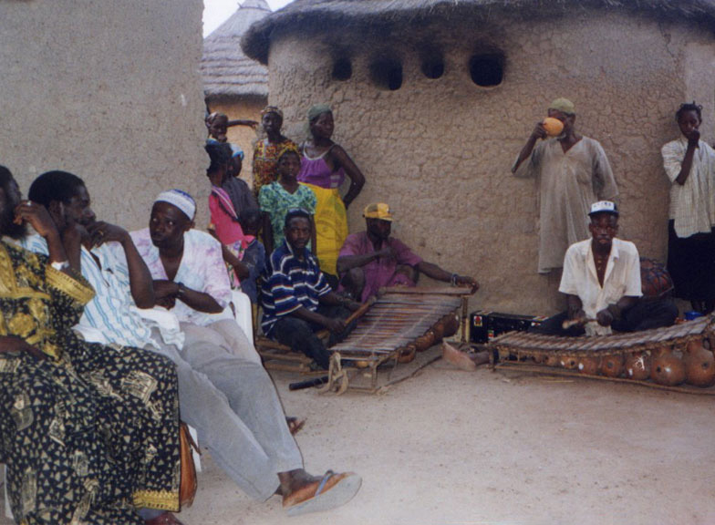 villagers gathered around a xylaphone