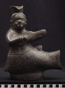 Thumbnail of Blackware Mermaid Stirrup Spout Bottle (1952.04.0002)
