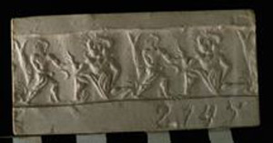 Thumbnail of Impression of an Old Babylonian Cylinder Seal (1914.06.0002)