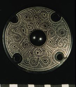 Thumbnail of Reproduction of Ornamental Decoration: Iron Disk Damascened with Silver (1914.11.0019)