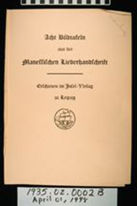 Thumbnail of Folio:  Die Minnesinger, Title Page (1935.02.0002B)
