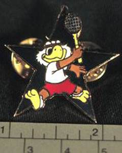 Thumbnail of Commemorative Olympic Pin Set: Eagle Tennis Player, Blue Star (1984.04.0001AF)