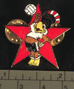 Thumbnail of Commemorative Olympic Pin Set: Eagle Volleyball Player, Red Star (1984.04.0001AI)