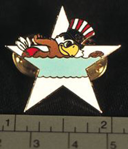 Thumbnail of Commemorative Olympic Pin Set: Eagle Swimmer, White Star (1984.04.0001AJ)