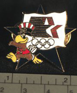 Thumbnail of Commemorative Olympic Pin Set: Eagle, Flag with Stars and 5 Rings (1984.04.0001C)