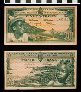 Thumbnail of Bank Note: Belgian Congo, 20 Francs (1992.23.0109)