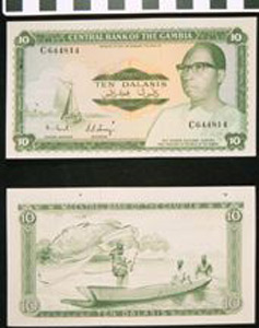 Thumbnail of Bank Note: Gambia, 10 Dalasis (1992.23.0521)