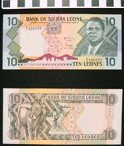 Thumbnail of Bank Note: Sierra Leone, 10 Leones (1992.23.2099)