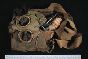 Thumbnail of Gas Mask with Attached Bag (1972.19.0002)
