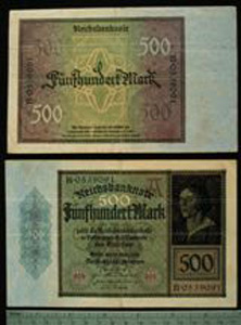 Thumbnail of Bank Note: Germany, 500 Mark (1992.23.0545B)