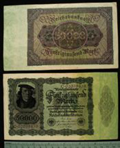 Thumbnail of Bank Note: Germany, 50,000 Mark (1992.23.0548A)