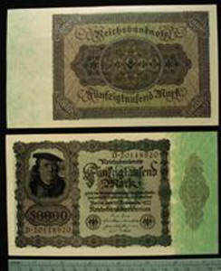 Thumbnail of Bank Note: Germany, 50,000 Mark (1992.23.0548B)