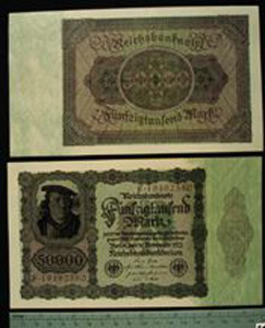 Thumbnail of Bank Note: Germany, 50000 Mark (1992.23.0548D)