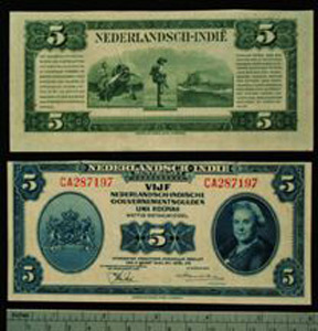 Thumbnail of Bank Note:  Netherlands East Indies, or the Dutch East Indies for Philippines, 5 Gulden (5 Roepiah) (1992.23.1539)