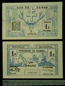 Thumbnail of Bank Note: New Caledonia, 1 Franc (1992.23.1551)