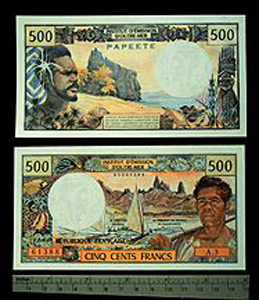 Thumbnail of Bank Note: Tahiti, 500 Francs (1992.23.2204)