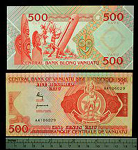 Thumbnail of Bank Note: Vanuatu, 500 Vatu (1992.23.2285)
