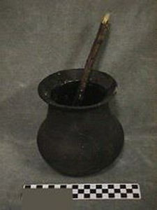 Thumbnail of Black Ware Resin Pot with Stick (1997.15.0106A)