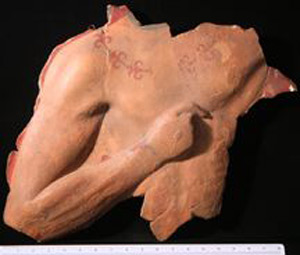 Thumbnail of Plaster Cast Reproduction of Relief Fragment: of Torso and Right Arm of a Man (1900.04.0002)