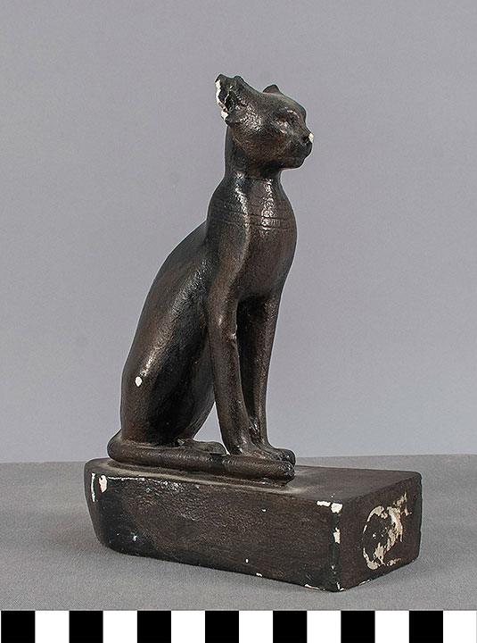 Thumbnail of Plaster Cast of Votive Figure: Seated Cat (1948.01.0070)